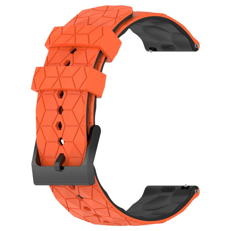 Orange and black silicone watch band with football pattern and adjustable strap