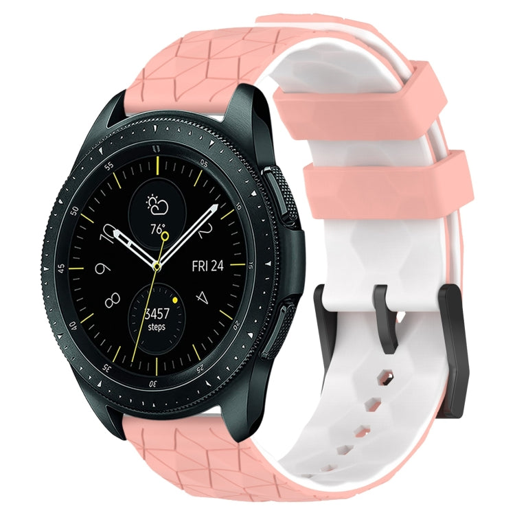 Two-color silicone watch band with football pattern, pink and white
