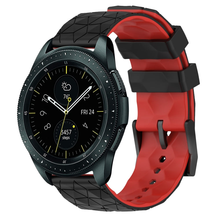 Two-color silicone watch band with football pattern, black and red