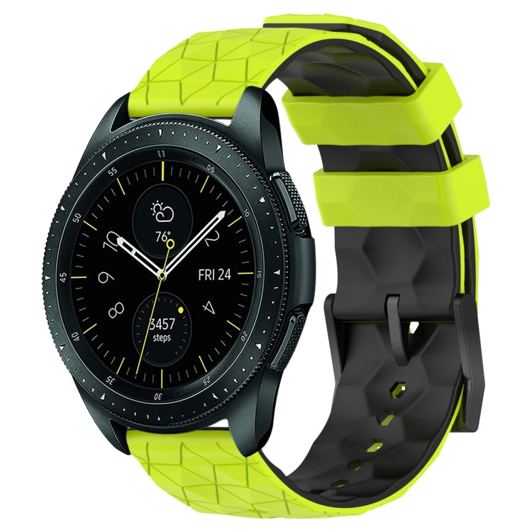 Two-color silicone watch band with football pattern, lime green and black