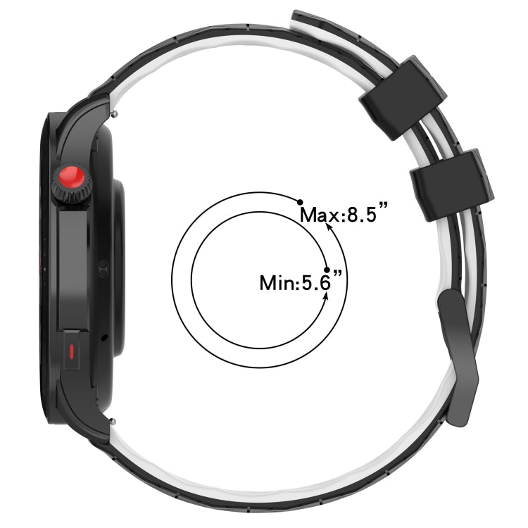 Black football-pattern silicone watch band with side buckle and adjustable strap links
