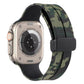 Green camouflage silicone watch band with magnetic clasp and black clasp cover