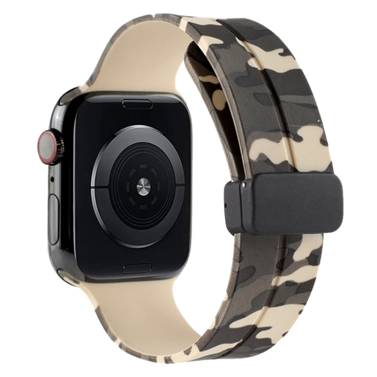 Camouflage silicone watch band with magnetic clasp, beige and black camo pattern