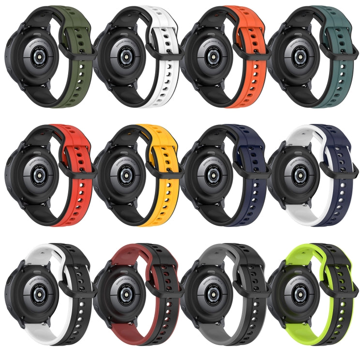 Multiple two-color silicone watch bands shown in different color combinations.
