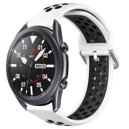 Perforated sports silicone watch band in white with breathable oval holes