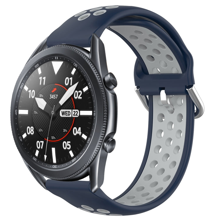 Perforated sports silicone watch band in navy blue with breathable oval holes