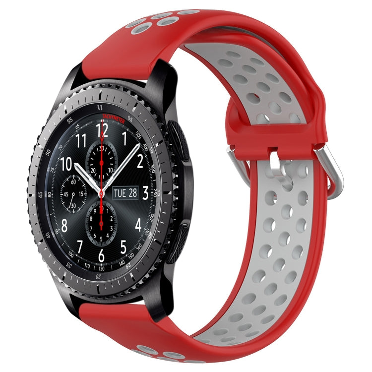 Perforated silicone sports watch band with breathable dot pattern, black with red insert
