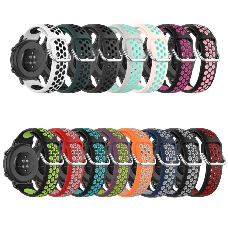 Perforated sports silicone watch bands in assorted colors with metal clasp ends