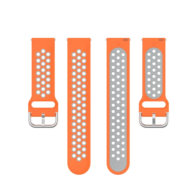 Perforated silicone watch band with orange strap and white ring-hole pattern