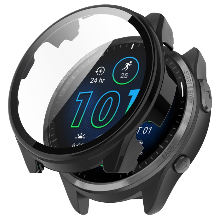 Black integrated watch protective case with toughened screen film for a smartwatch