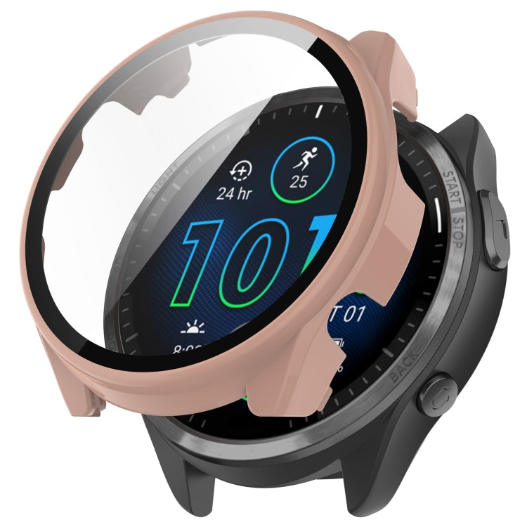Pink integrated watch protective case with toughened screen film for a smartwatch