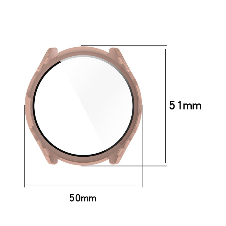 Protective watch case with integrated screen film, 50mm x 51mm size diagram