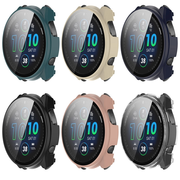 Integrated watch protective case with toughened screen film, multi-color watch shown