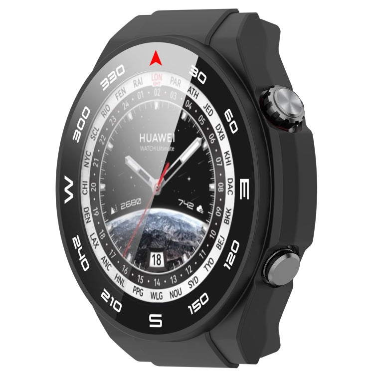 Black/gray PC+ toughened film integrated watch protective case with crown buttons.