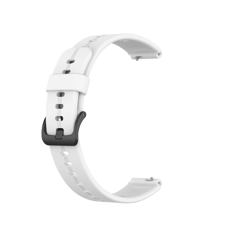 White silicone watch band strap with pin buckle and perforated link holes