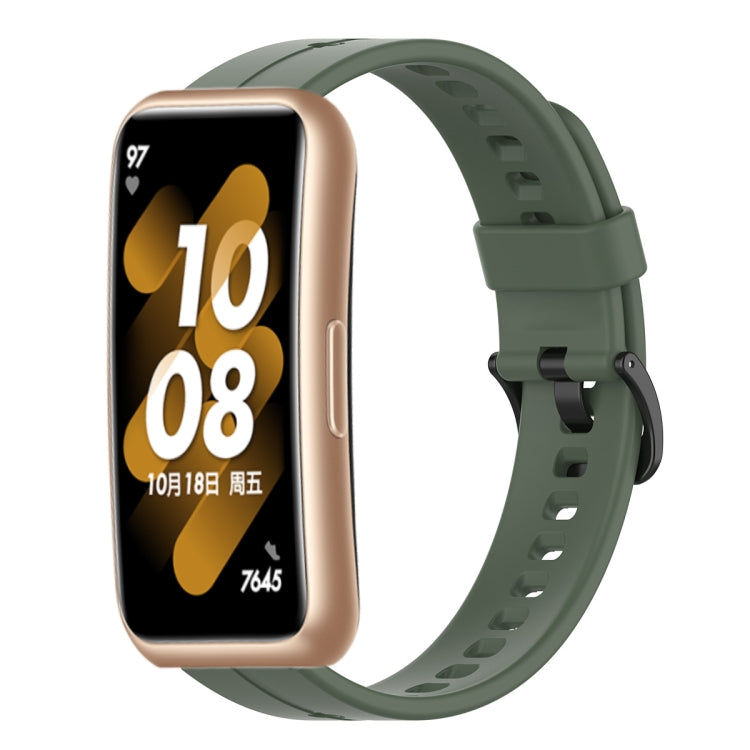Dark green silicone watch band with clasp for Huawei Band 7/6/3