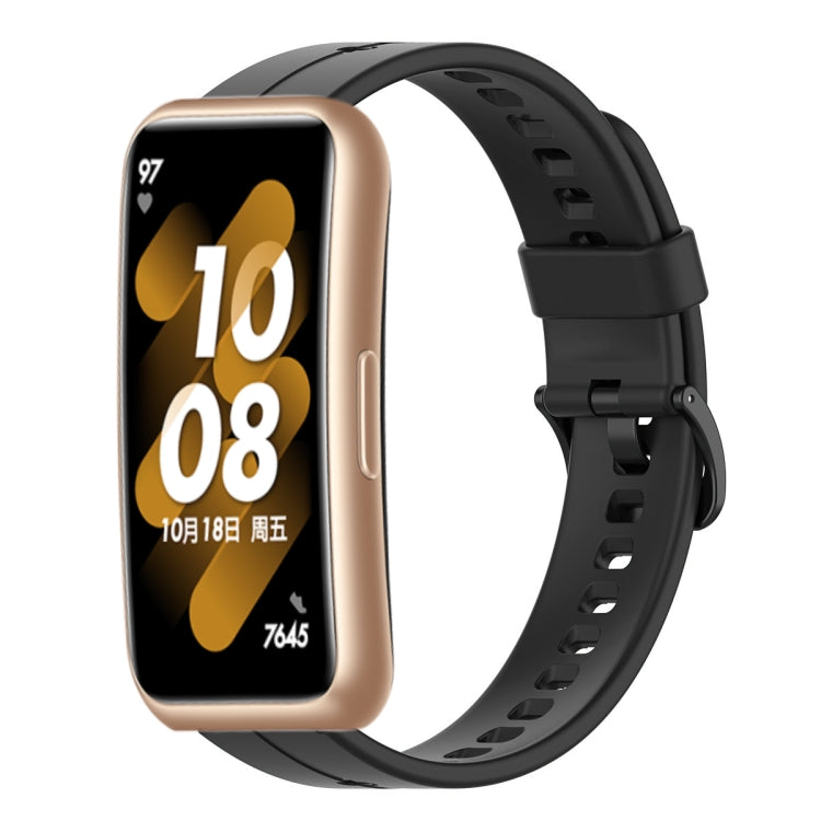 Black silicone watch band with clasp for Huawei Band 7/6/3