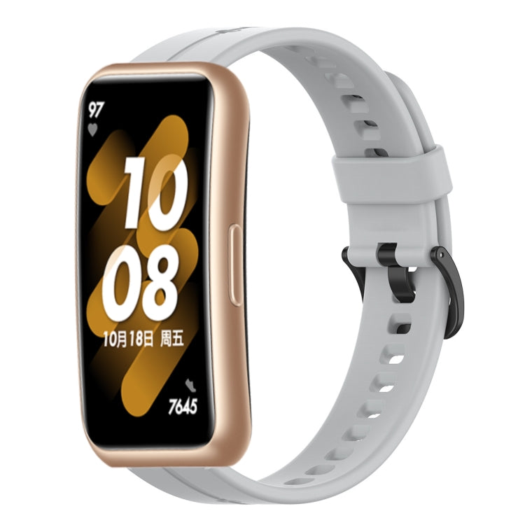 Light gray silicone watch band with clasp for Huawei Band 7/6/3