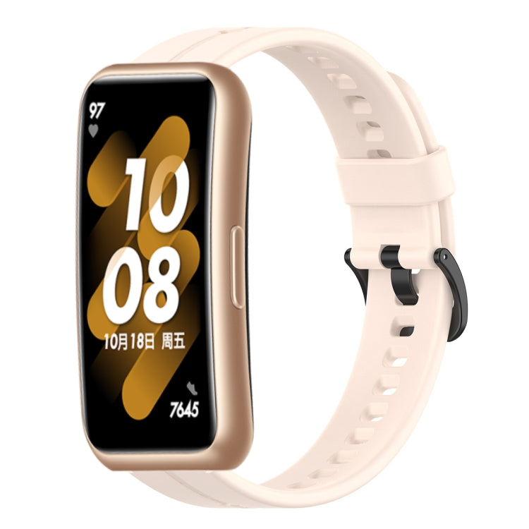 Light pink silicone watch band with clasp for Huawei Band 7/6/3