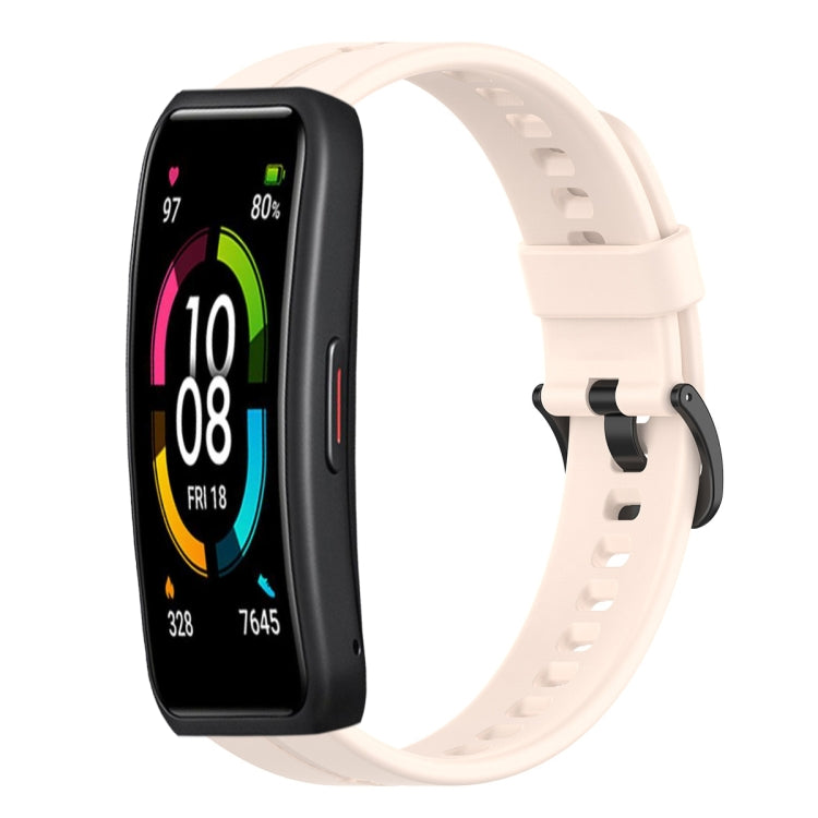 White silicone smartwatch strap with metal clasp and perforated holes