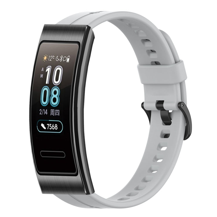 Light gray silicone watch band with clasp, side view for Huawei Band 7/6/3
