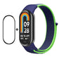 Smartwatch screen protector and navy nylon velcro loop band with green trim for Mi Band 8