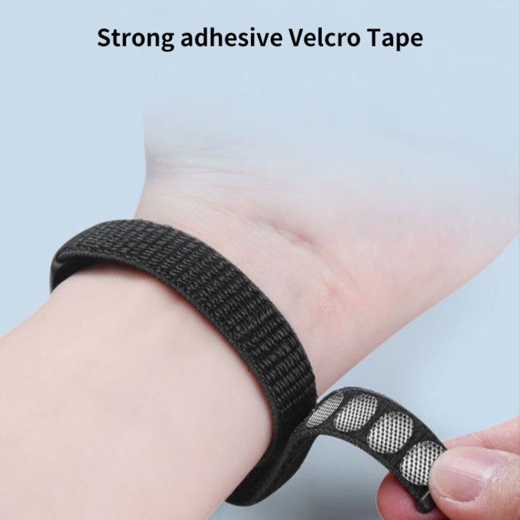 Black nylon velcro loop watch band with secure strap end
