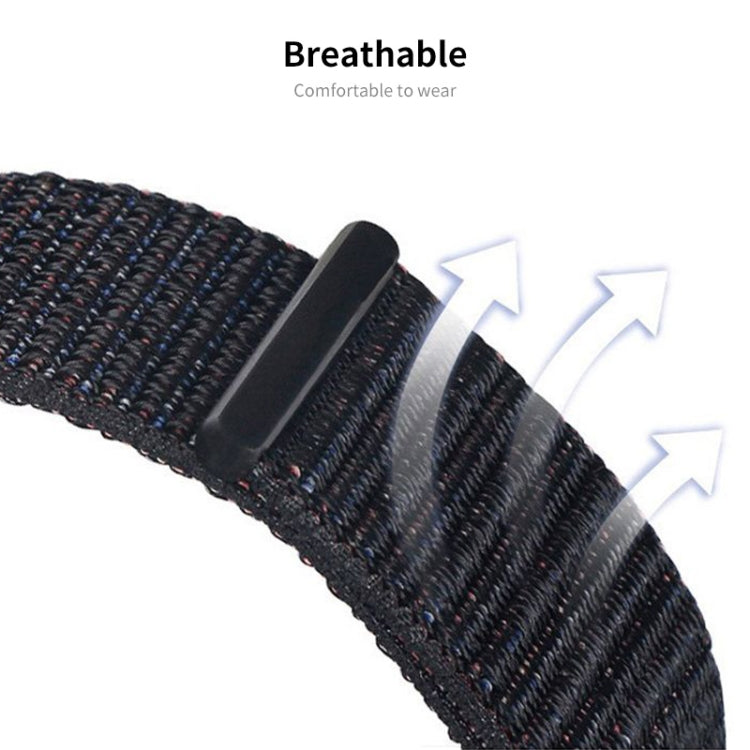 Breathable dark woven nylon watch band with adjustable velcro tab