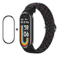 Smartwatch screen protector and black red speckled braided nylon band set for Mi Band 8
