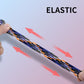 Elastic braided nylon watch band with blue, gray, and orange striped weave
