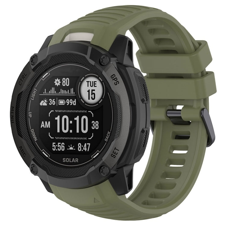 Green silicone sports watch band with vented strap and adjustable clasp