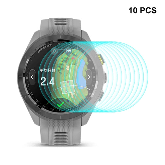 Tempered glass screen protector film pack for a smartwatch display, 10 pcs