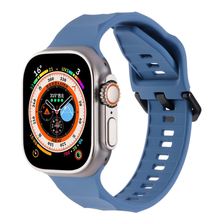Silicone sports watch band with ripple texture, light blue, for Apple Watch