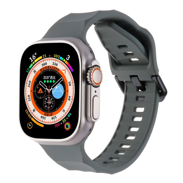 Silicone sports watch band with ripple texture, dark gray, for Apple Watch