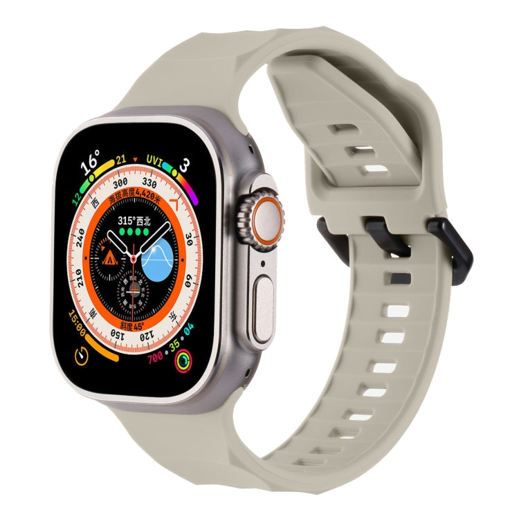Silicone sports watch band with ripple texture, starlight/cream, for Apple Watch