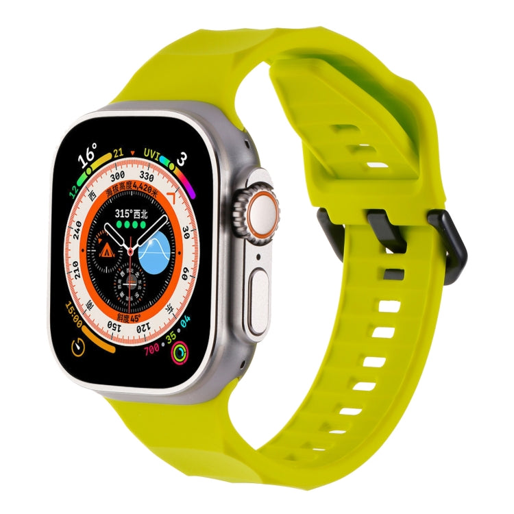 Silicone sports watch band with ripple texture, fluorescent green, for Apple Watch