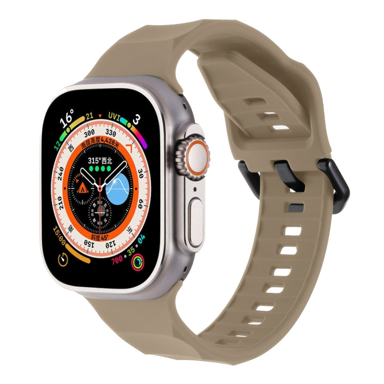Ripple silicone sports watch band with tan strap and clasp, for Apple Watch case