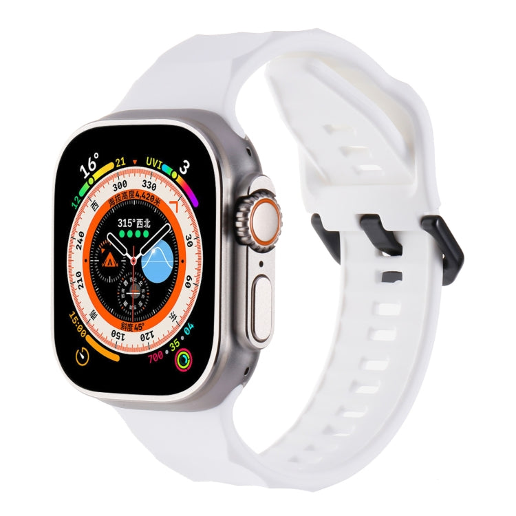 Ripple silicone sports watch band with white strap and clasp, for Apple Watch case