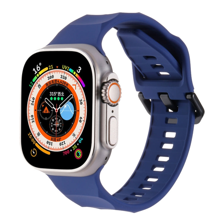 Ripple silicone sports watch band, dark blue/blue strap with pin-and-loop clasp
