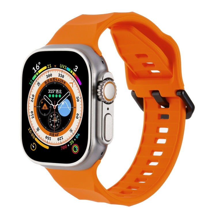 Ripple silicone sports watch band, orange strap with pin-and-loop clasp