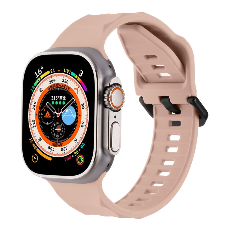 Ripple silicone sports watch band, light pink/beige strap with pin-and-loop clasp