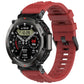 Silicone sports watch band, red with ridged strap and ventilated clasp