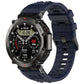 Dark blue silicone sports watch band with rugged buckle and vented strap