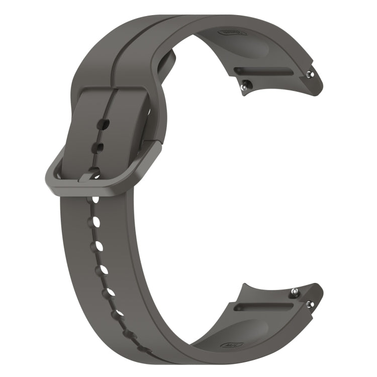 Grooved silicone watch band with buckle and vented holes, dark gray