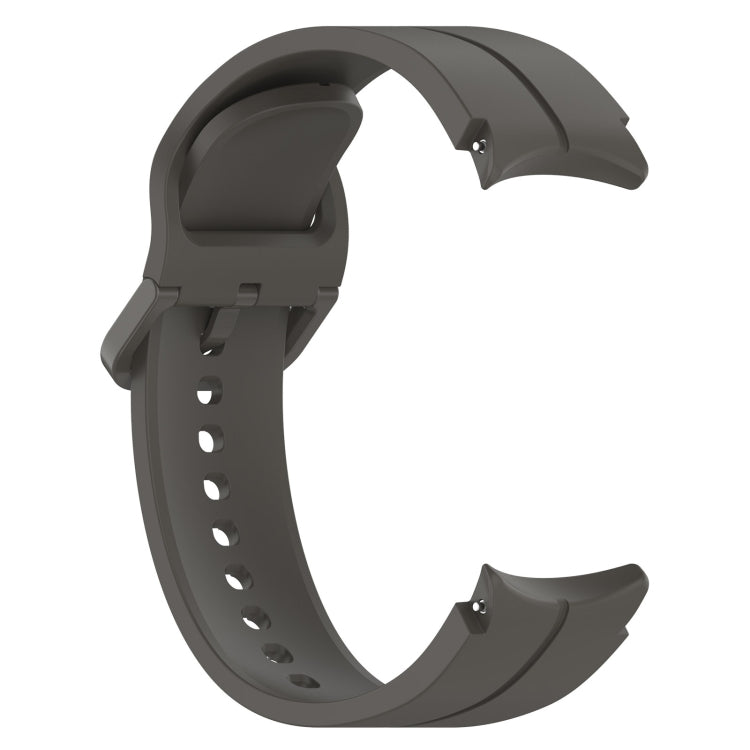 Grooved silicone watch band with clasp and perforations, dark gray