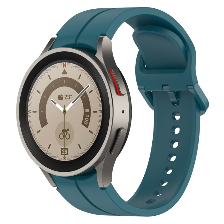 Grooved silicone watch band with buckle, teal blue