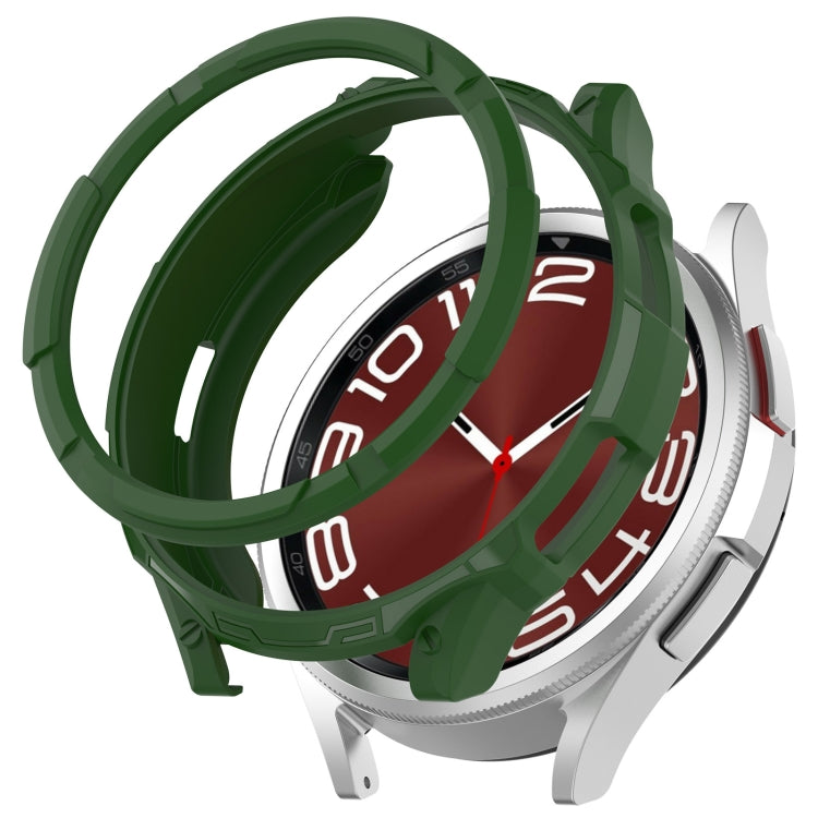 Green TPU rotating watch protective case with raised bezel for round smartwatch