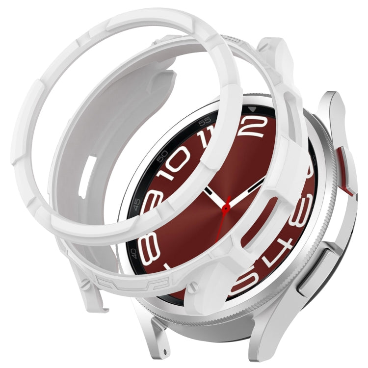 White TPU rotating watch protective case with raised bezel for round smartwatch
