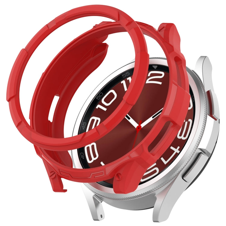 Red TPU rotating watch protective case with raised bezel and rotating ring
