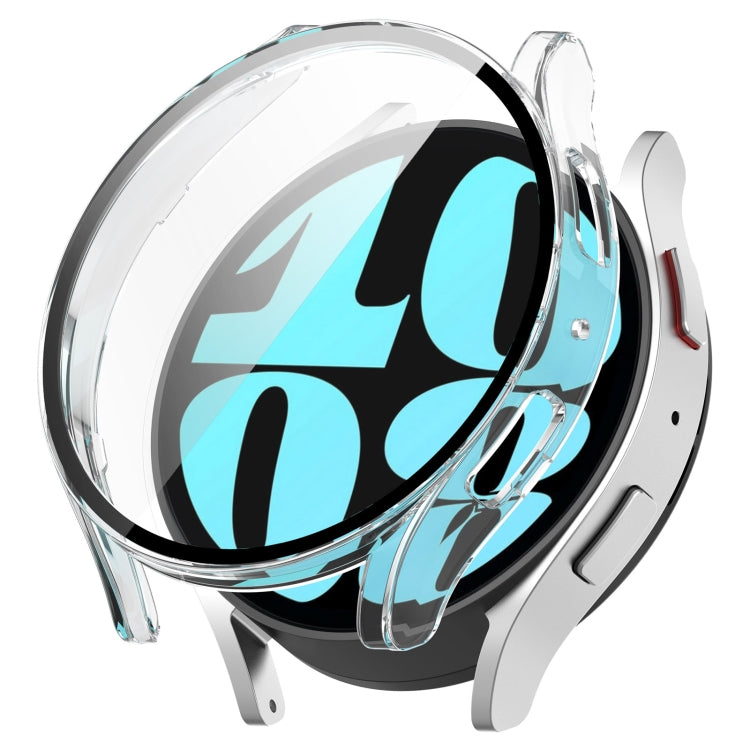 Clear protective watch case with tempered film screen cover and black bezel